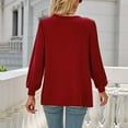 thumbnail image 4 of JSKUMAR Women Solid Pullover Shirts Long Puff Sleeve Round Neck Casual Loose T-Shirt Pleated Tops Red,XL, 4 of 6