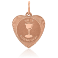 thumbnail image 3 of 14K Solid Rose Pink Gold First Holy Communion Heart Necklace Love Pendant Charm, 3 of 8