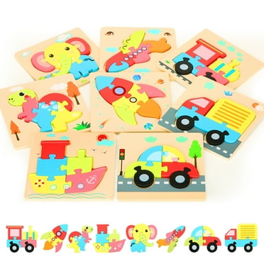 8 Piece Wooden Toddler Puzzles for Toddlers 1-3, Puzzle 2 Year Old, Toddler Puzzles Ages 2-4, Montessori Toys Puzzles for 2 Year Old, Toddler Toys for 1 2 3 Boys and Girls