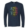 thumbnail image 2 of Wild Bobby, Jesus Is The Way John 14:6 Bible Verse, Inspirational/Christian, Men Long Sleeve Shirt, Vintage Heather Navy, Large, 2 of 3