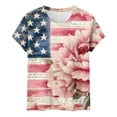 thumbnail image 4 of asdoklhq Fourth Of July Shirts for Women Oversized Tshirts Women's Casual and Fashionable Printed T-shirt with Round Neck and Short Sleeved Pink S, 4 of 6