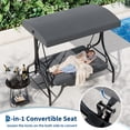 thumbnail image 3 of Lit Balançoire de Porche Extérieur Convertible à 3 Places avec Support - Auvent Réglable Résistant aux UV - Chaise Balançoire Rembourrée pour Adultes - Jardin, Cour Arrière, au Bord de la Piscine - Gris, 3 of 8