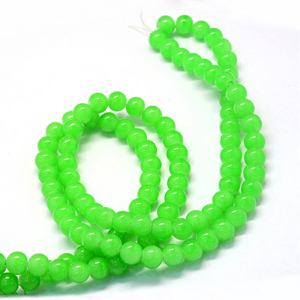 Baking Painted Imitation Jade Glass Round Bead Strands Lime Green 10~10.5mm Hole: 1.5mm 80~85pcs/strand 31.4 inch
