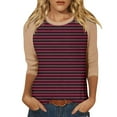 thumbnail image 2 of breaise Womens Tops Loose Fit 3/4 Sleeve Shirt Trendy Striped Color Blocking Shirts Summer Crew Neck T Shirts, 2 of 5