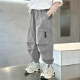 thumbnail image 2 of Edvintorg Cargo Pants for Boys Solid Color Elastic Waistband Ankle Work Pants with Pockets Comfortable Casual Pants for Kids and Teens 5-15 Years, 2 of 4