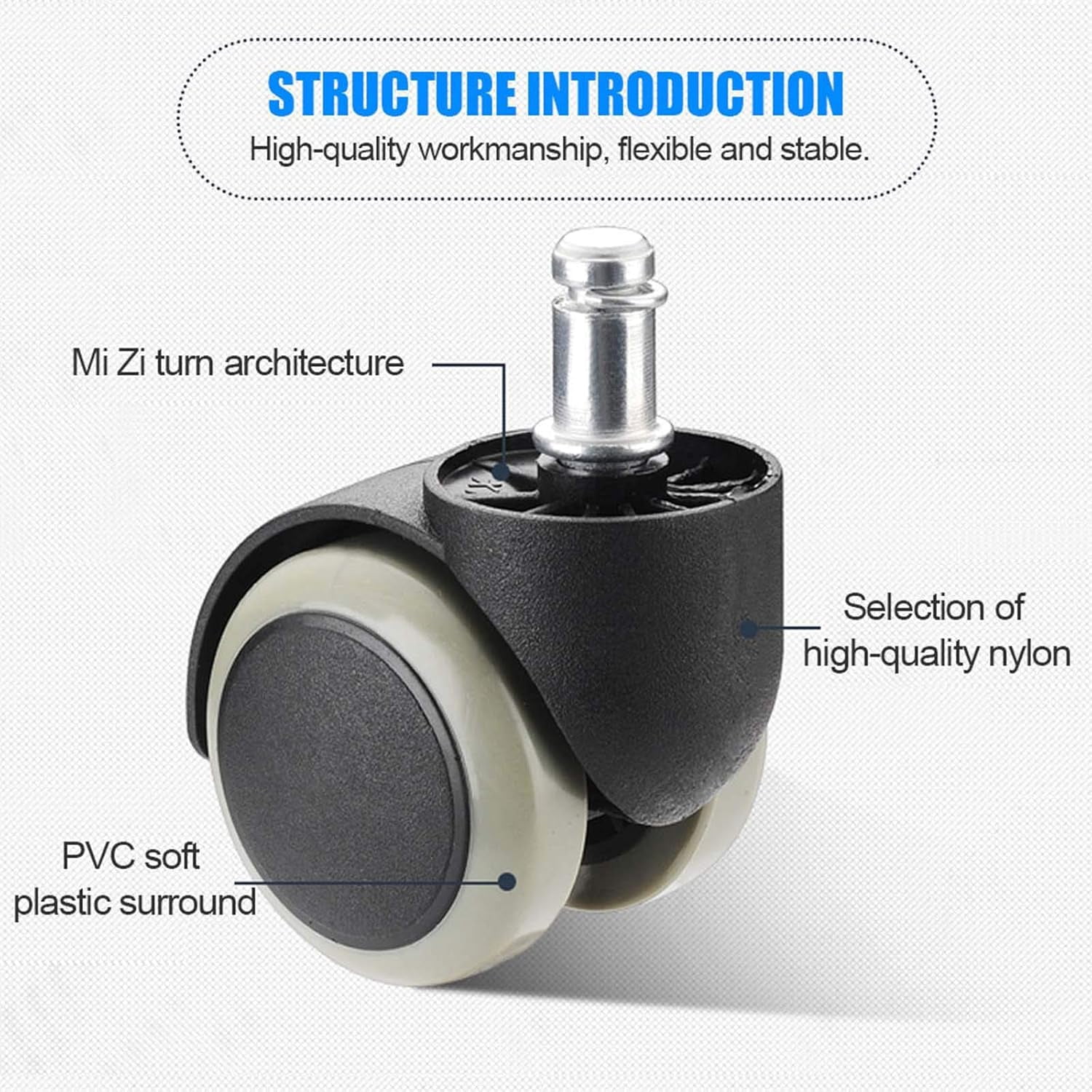 Gamvdout Plate Casters Office Chair Casters Universal Swivel Furniture Casters Crib Casters Silent Replacement Wheels 5 Pcs