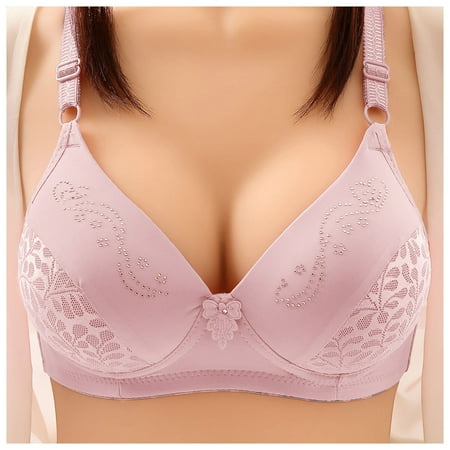 HYSYSB Sports Bras for Women balconette Bras for Women daisy Bra bras for Women womens Three Breasted Bra Thin Underwear seamless Red 2 95C