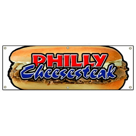 SignMission B-72 Philly Cheese Steak 24 x 72 in. Philly Cheese Steak Banner Sign