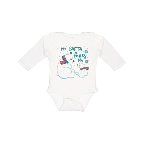 Inktastic My Safta Loves Me- cute polar bears Boys or Girls Long Sleeve Baby Bodysuit