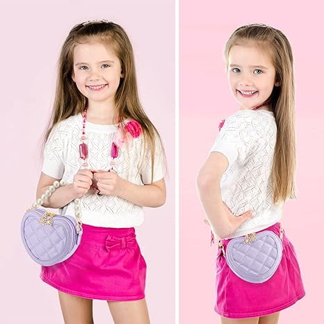 Little Girls Purse Heart Shaped Cute Toddler Purse Fashion Crossbody Purse and handbags Mini Kids Purse With Pearl Handle Gifts For Children Walmart