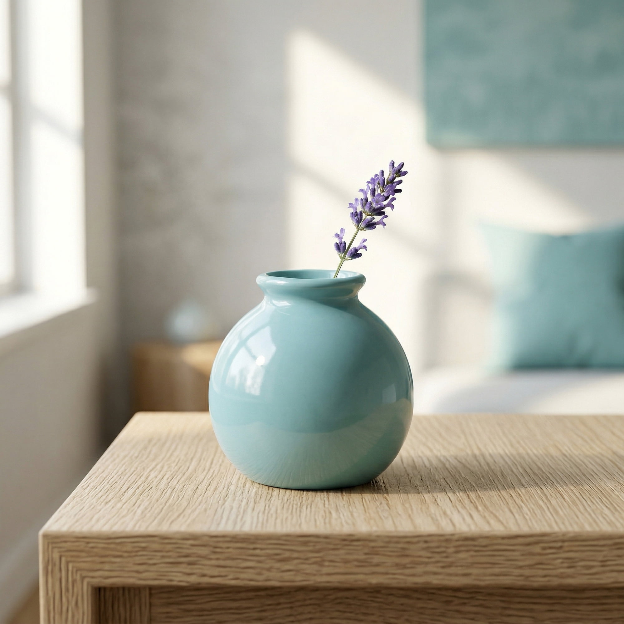 Unique Bargains Ceramic Square Bud Mini Cube Flower Vase Cyan 2.8"L x 2.8"W x 2.8"H