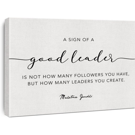 Best Mentor Gifts Inspirational Canvas Wall Art a Sign of a Good Leader Gandhi Quote Print Framed Painting Ready to Hang Artwork Home Office Decor 15x11.5 Inches