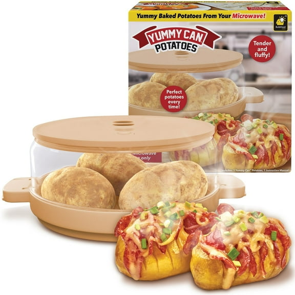 Yummy Can Potatoes Microwave Potato Cooker, AS SEEN ON TV Baked Potato Maker, Cook Tender, Fluffy Spuds in Minutes in Your Microwave, Dishwasher Safe, Clear, Holiday Gift
