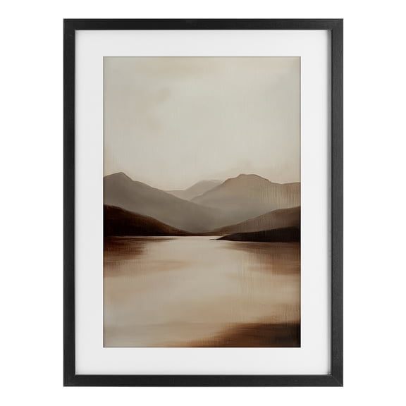 Stupell Industries Rustic Lodge Calming Mountains Brown Landscape Black Framed Print Under Glass, 14 x 20, by Petals Prints Design
