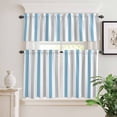 thumbnail image 2 of 3 Piece Kitchen Curtains and Valances Set Blue Grey Striped Cafe Curtains 36 Inch Length Geometric Vertical Stripes Minimalist Valance & Tier Curtain for Living Room Bedroom Window 54"x18"+27"x36"*2, 2 of 6