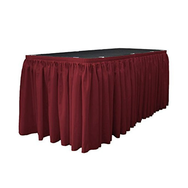 LA Linen Jupe de Table en Popeline de Polyester 14 Pieds par 29 Pouces de Long avec 10 L-Clips, Canneberge