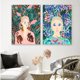 thumbnail image 3 of Set 2 Cuadros Arte Moderno Mujeres Flores En Lienzo Canvas, 3 of 4