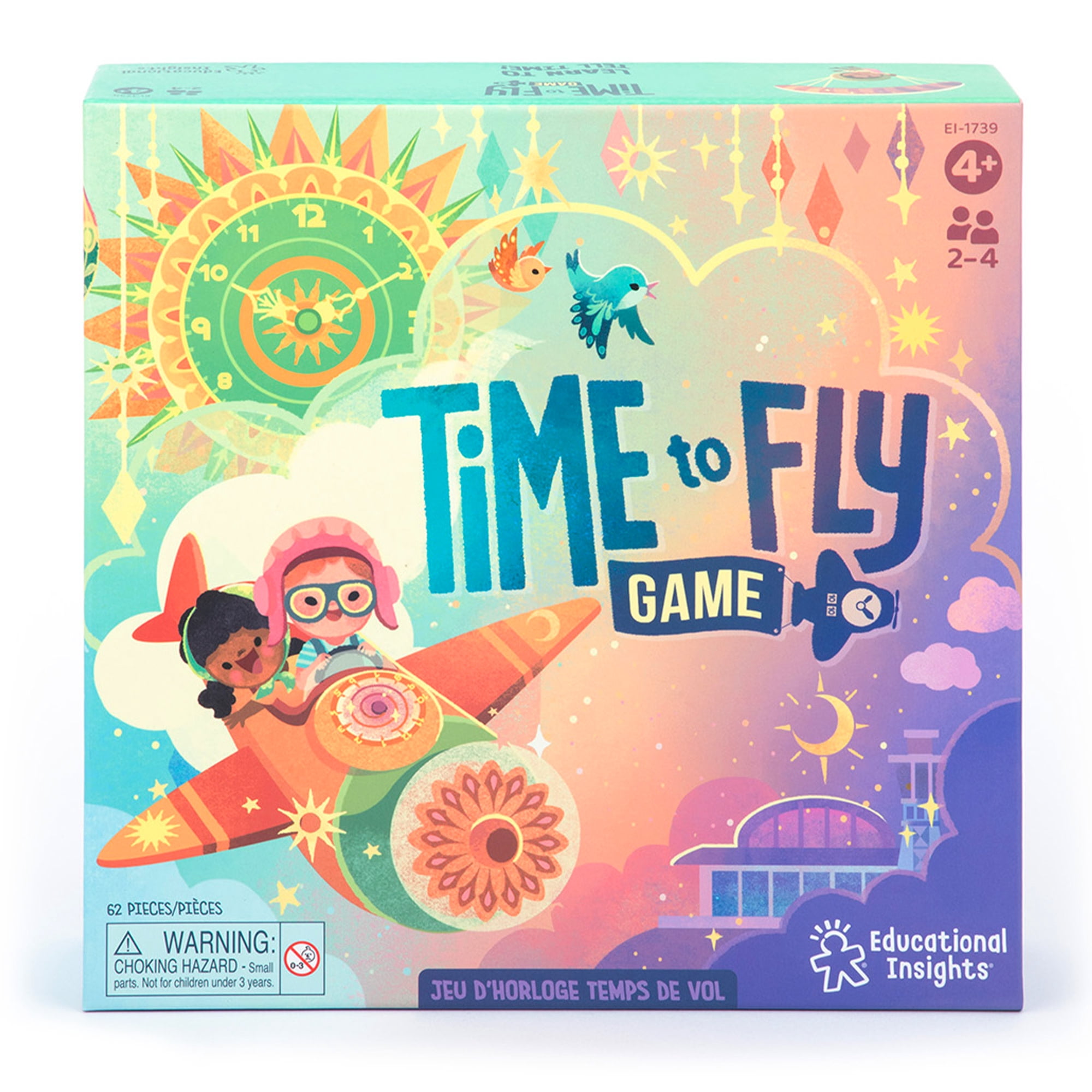 Educational Insights Time to Fly - Telling Time Board Game, Learning Toys for Kids Ages 4+