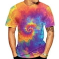 thumbnail image 2 of Zylarhe Men T Shirts Men's Tie Dye Colorful T Shirt Novelty Tie Dye Style Short Sleeve Spiral Stripe Print Men Medium Shirts, 2 of 4