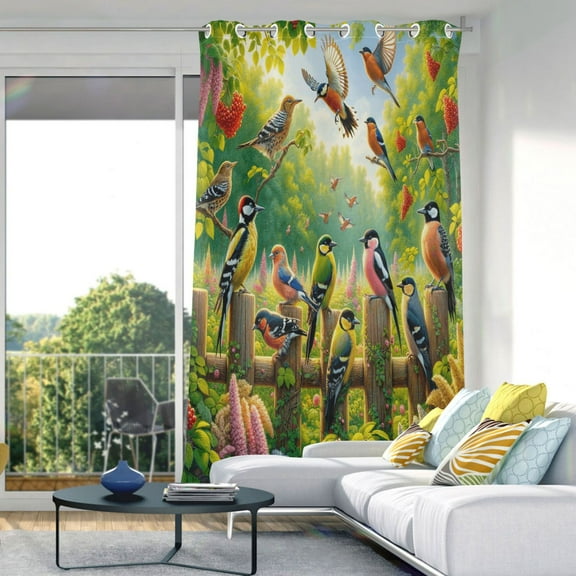 Blackout Curtains Window Curtain for Bedroom Living Room 1 Panel 82"x42" Birds Play in Forest