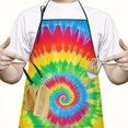 thumbnail image 2 of Rainbow Tie Dye Spiral Apron-Garden Aprons for Women with Pockets-Cotton Linen Waterproof Kitchen Cooking Gardening Aprons Adjustable for Kitchen,Cooking,BBQ and Salon 33x27 Inch, 2 of 7