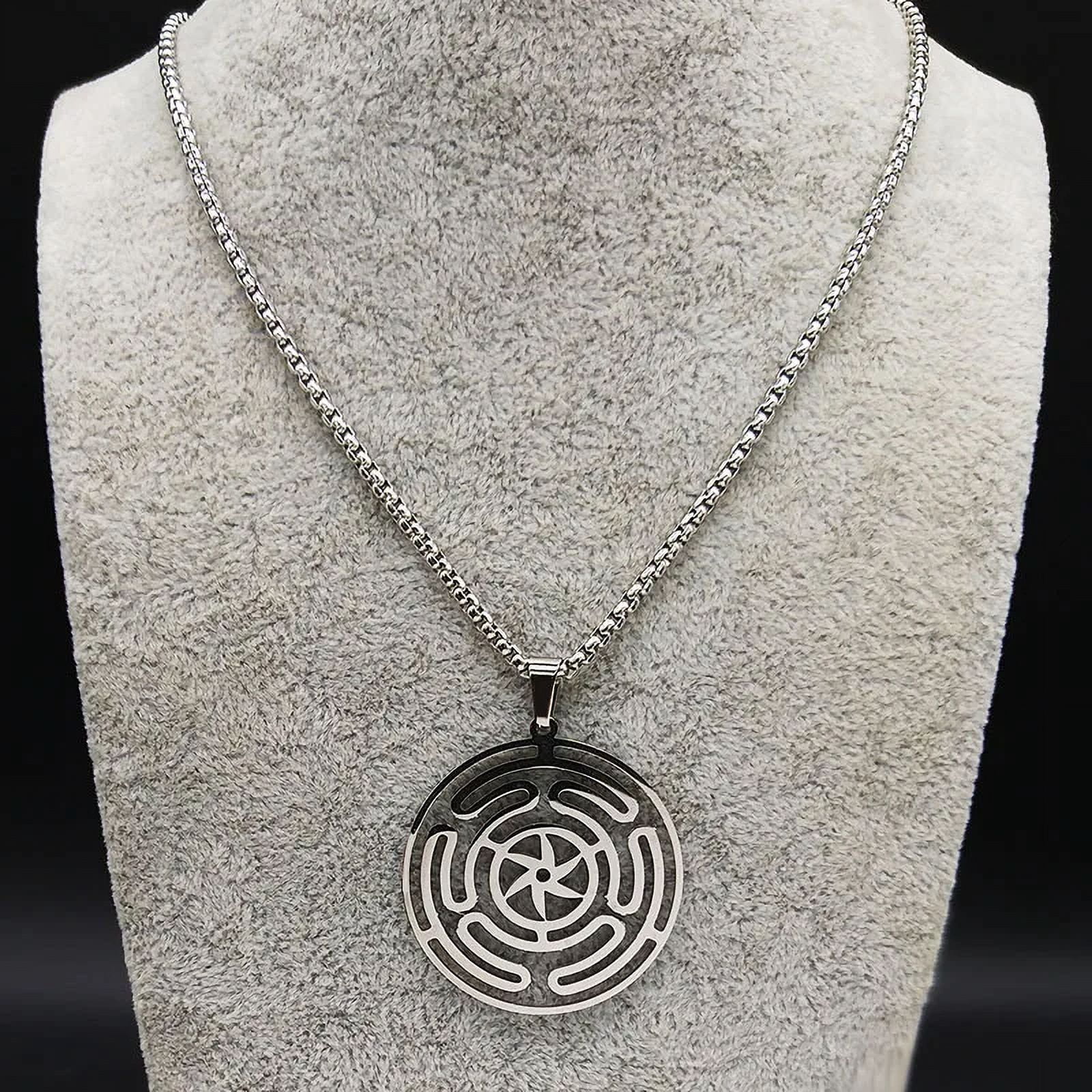 Hekate Wheel 14K White Gold Necklace Pendant Strophalos Hecate Magic Symbol Logo Charm PIN colier femme Jewelry