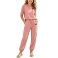 thumbnail image 6 of WRKEKC Girls Athletic Sets Printed Round Neck Short Sleeve T Shirt and Pocket Long Pants Set for 5-14 Years, 6 of 7