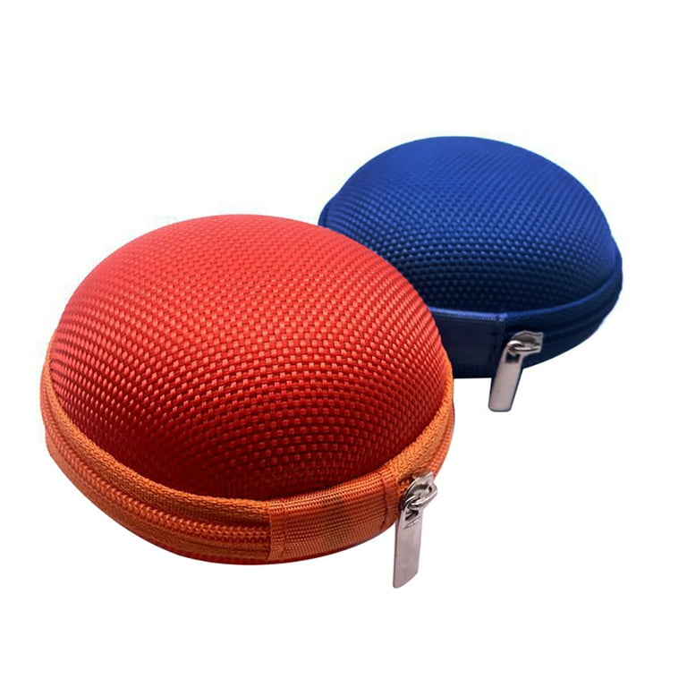 Mini Round Earbuds Case 1 Pack Small Electronic Zipper Case Storage Pouch Zipper Carrying Case for Earphone Ear Bud Adapter Cable Charger