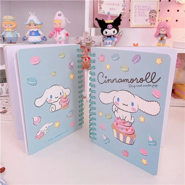 Sanrio Melody Kitty Cinnamoroll Kuromi cuaderno portátil De dibujos animados Kawaii Girl, diario A6, Couleur De Bobine, regalos De vacaciones