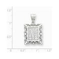 thumbnail image 3 of Sterling Silver Square Diamond-cut Letter M Initial Pendant Charm, 3 of 4
