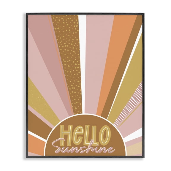 Stupell Industries Eclectic Hello Sunshine Phrase Patterned Summer Sunrays Black Framed Giclee Art, 11 x 14, by Angela Nickeas