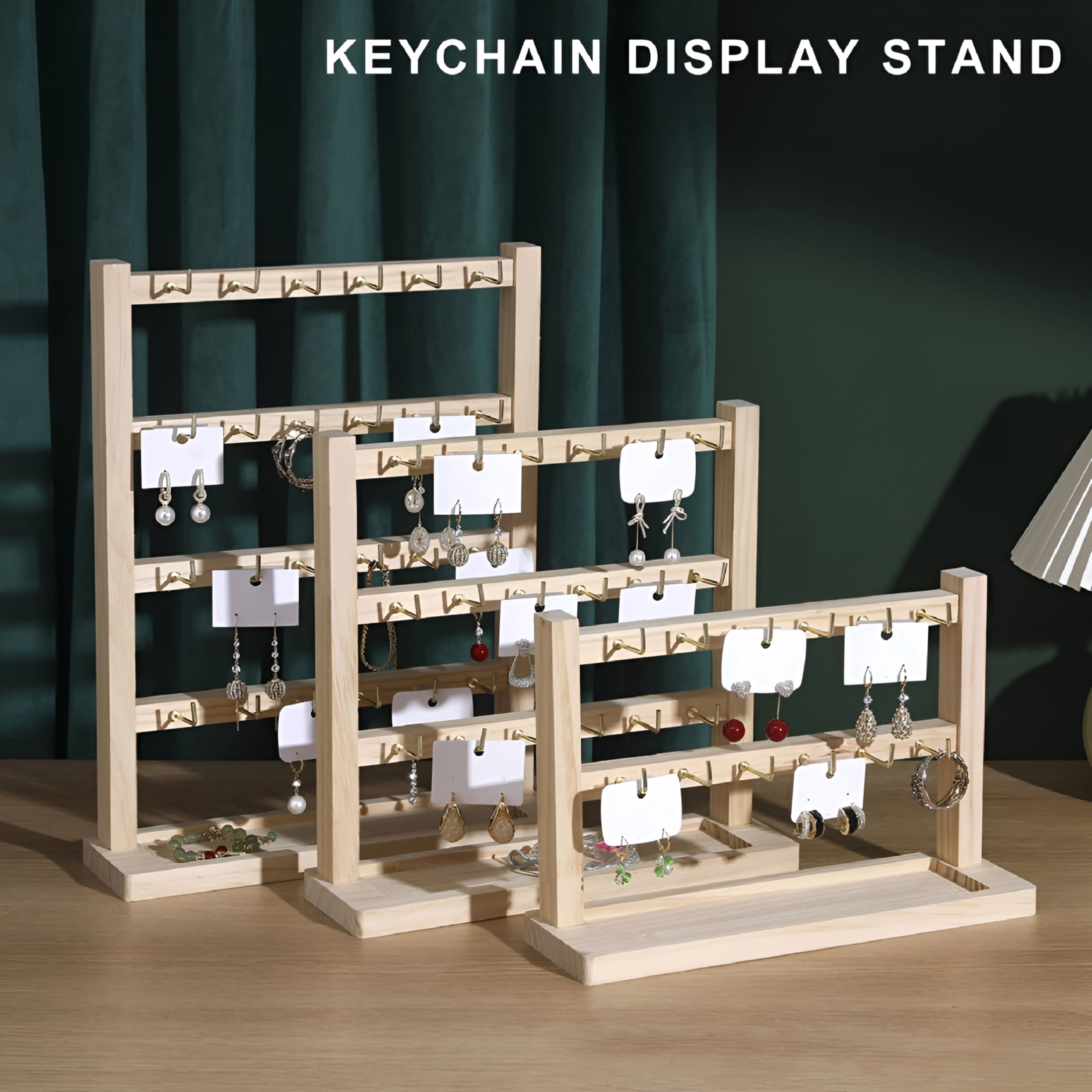 XIBUFE Elegant Key Holder Organizers Rack Personalized Keychain Storage Stand Holder Delicate Wood Key Rings Organizers Hanging Jewelry Organizer