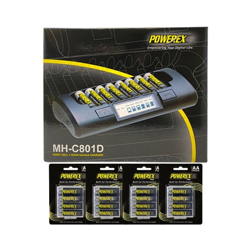 Powerex MHC801D Eight Slot Smart Charger & 16 AA NiMH Powerex PRO