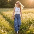 thumbnail image 6 of DORKASM Barrel Jeans Women High Waisted Patchwork Floral Print Trendy Trousers Wide Leg Y2k Fashion Vocation Denim Pants with Pockets Blue L, 6 of 8