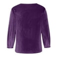 thumbnail image 5 of Womens Velour Tunic Shirt Elegant 3/4 Sleeve Dressy Fall Winter Velvet Tops Loose Warm Casual T-Shirt Draped Blouses, 5 of 6