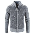 thumbnail image 3 of Xzbqbs Mens Knitted Jacquard Jackets Full-Zip Warm Slim Fit Sweater Coat Fashion Lightweight Solid Stand Collar Sweater Jackets, 3 of 4