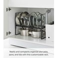 thumbnail image 2 of Yamazaki Home Tower Height Adjustable Under Sink Pot Lids And Frying Pan Storage Kitchen Drawer Organizer Rack - Steel, 2 of 5