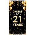 thumbnail image 2 of Golden Cheers to 21 Years Celebration Backdrop with Balloons Streamers Stars Photography Props Party Banner Decorations Birthday Supplies, 2 of 8