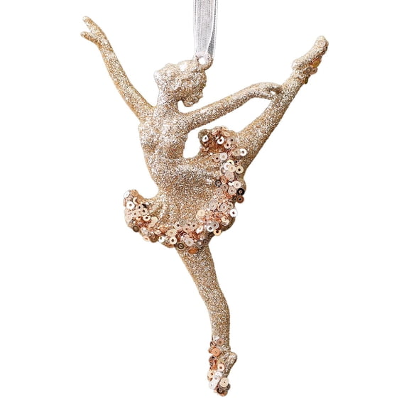 Clode Christmas Ornament Ballerina Dancer Champagne Gold Ornament 3D Tree Decor Christmas Tree Decoration for Chandelier Oblong Pendant Beads
