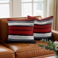 thumbnail image 3 of Red And Black Strip Throw Pillow Cover Classic Modern Art Cotton Linen Cushion Cover Throw Pillow Case with Invisible Zipper for Couch Sofa Bed Chair Car 16x16 Inch, 3 of 14