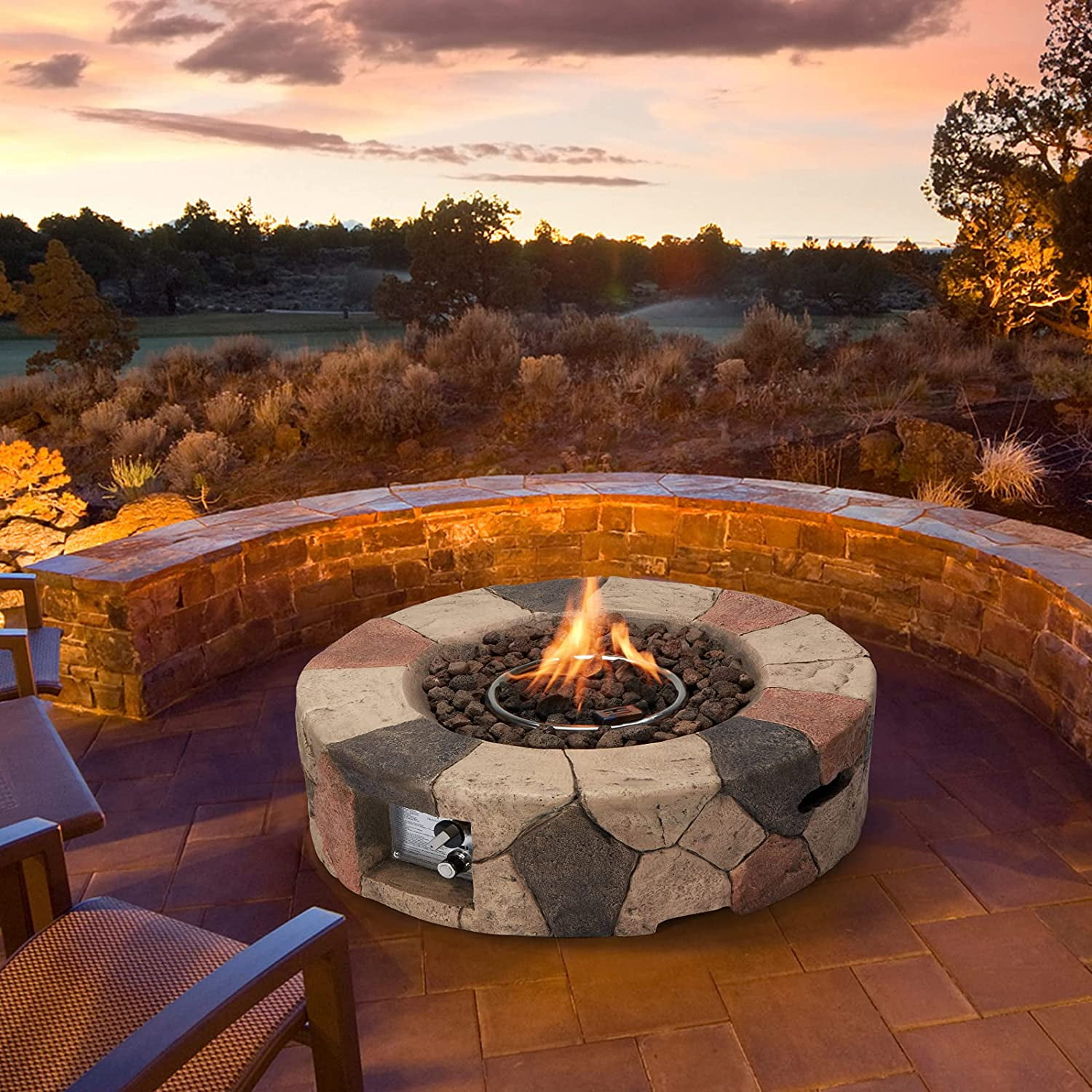 Avawing 28inch Gas Fire Pit 40 000 Btu, How To Make A Backyard Gas Fire Pit