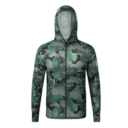 Fjofpr Jackets for Men Big and Tall Jackets for Men Lightweight Men Outdoor Long Sleeve Zipper Hooded Breathable Camouflage Thin Fishing Clothes Sun Protection Clothing