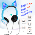 thumbnail image 3 of ONTA Kids Headphones with Cute LED Glowing Cat Ears,Foldable, Noise-Canceling and Adjustable Toddlers Headphones for Boys and Girls (Blue), 3 of 9