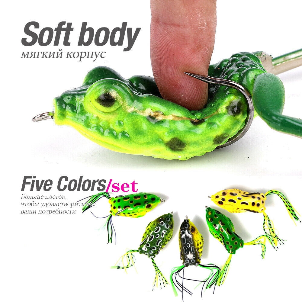 5pcs Soft Frog Topwater Simulation Fishing Lures - 6cm, 13g