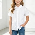 thumbnail image 2 of TOWED22 Girls Short Sleeve Button Down Shirts Kids School Uniform Dress Shirt Summer Blouse(White,5-6 Y), 2 of 5