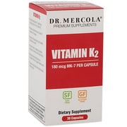 Dr. Mercola Vitamin K2, 30 Servings (30 Capsules), 180 mcg MK-7 Per Capsule, Dietary Supplement, Promotes Healthy Arterial Function, Non-GMO