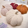 thumbnail image 4 of Lksixu Knitted Pumpkin Pillow, 11.8" Fleece Crocheted 3D Pumpkin Shaped Throw Pillow, Soft Cute Handmade Stuffed Pumpkin Toys Fall Harvest Decorative Cushion Halloween Decorations for Couch Sofa Bed, 4 of 9