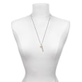 thumbnail image 3 of Delight Jewelry Goldtone Large Light Purple Crystal Heart Silvertone Hope Anchors the Soul Bar Charm Necklace, 23", 3 of 4