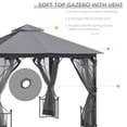 thumbnail image 3 of Outsunny 10' x 10' Patio Gazebo, Double Roof Outdoor Gazebo Canopy Shelter with Netting, Steel Corner Frame for Garden, Lawn, Backyard and Deck, Dark Gray, 3 of 9