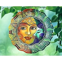 10 Inch Sun Moon Shining Stars Wind Spinner Yard Decor Aluminum Sublimated Garden Art Indoor Outdoor 3D Kinetic …